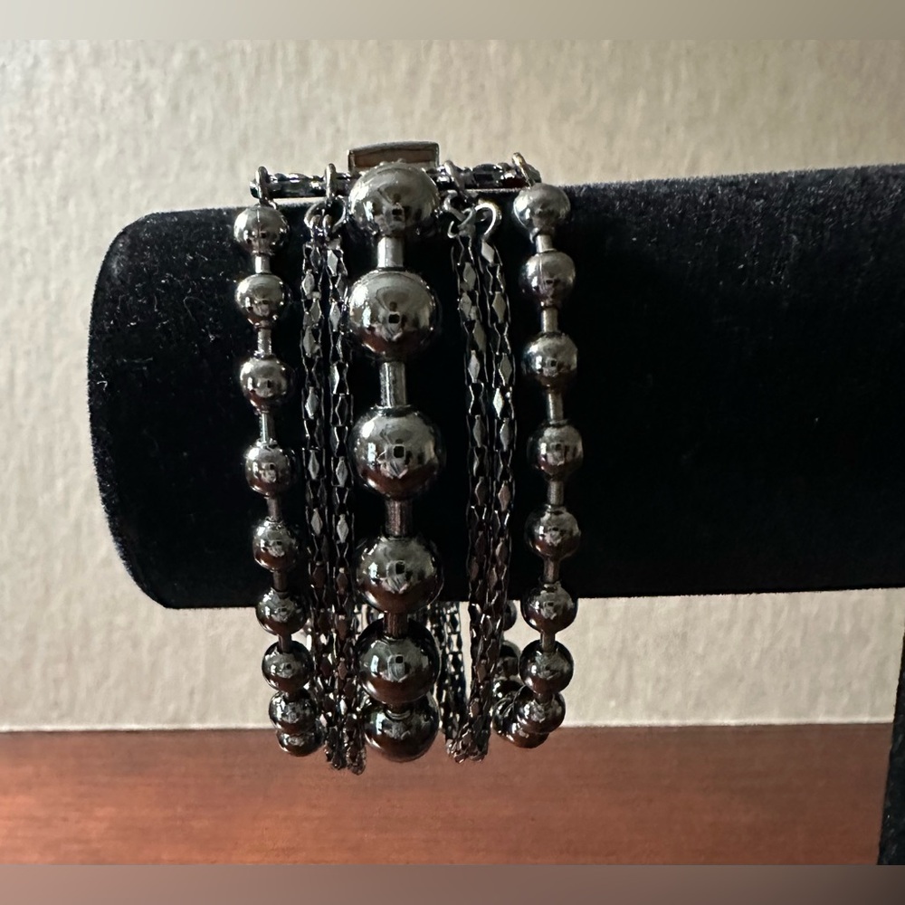 Gunmetal Silver Beaded Bracelet